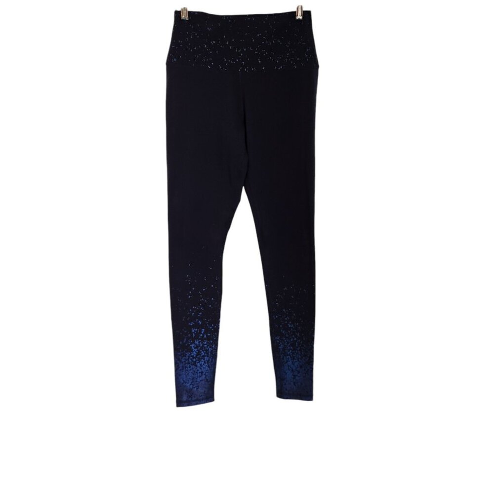 Z by Zobha Leggings Yoga Athletic Athleisure Workout Black w/ Blue Medium EUC